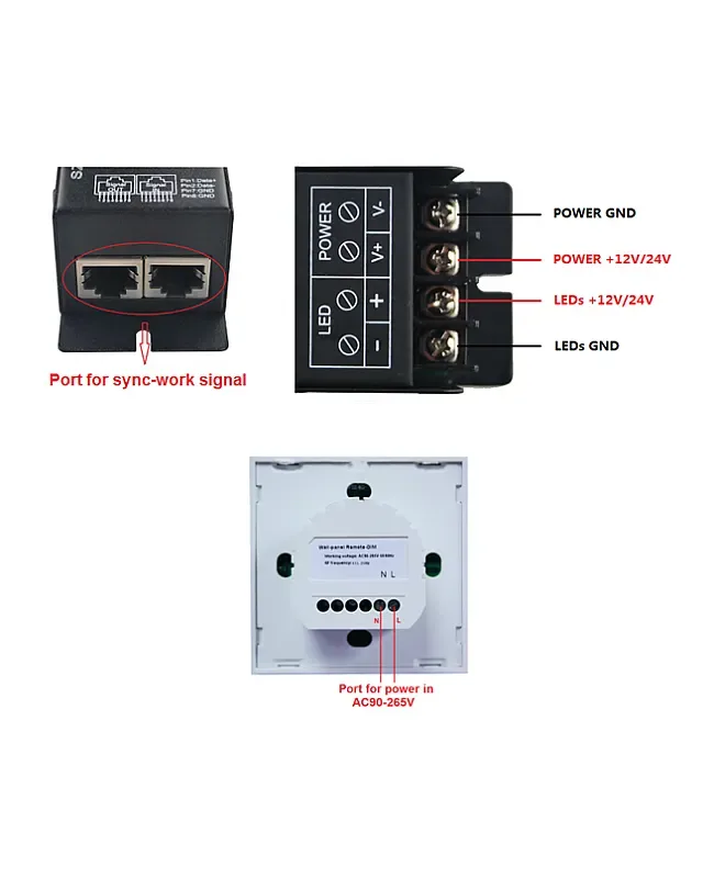 RF SYNC LED Dimmer With Touch Wall Panel Remote detail 04