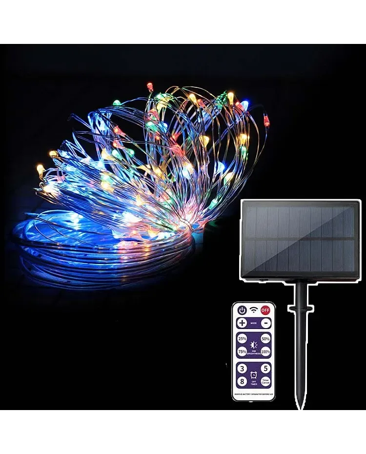 Solar Powered Outdoor Fairy String Lights With Remote Control / product image