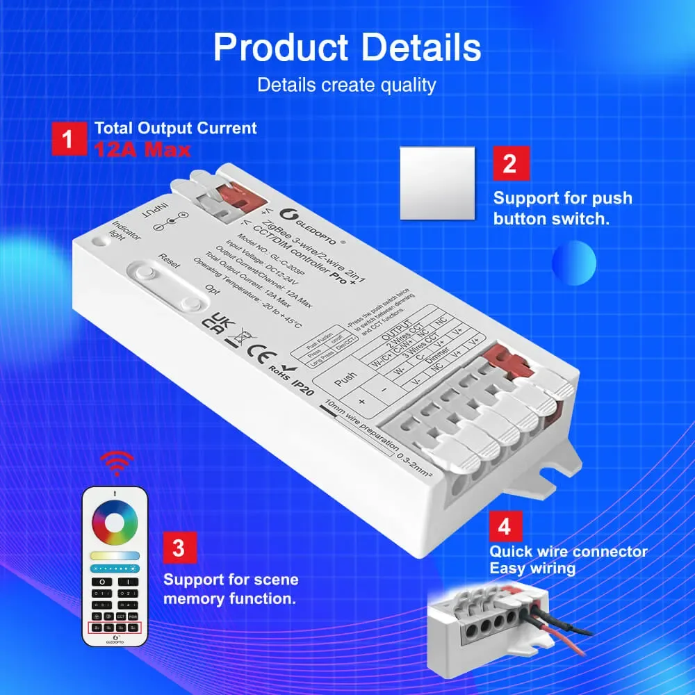 2 Wire Tunable White Zigbee LED Strip Controller detail 06