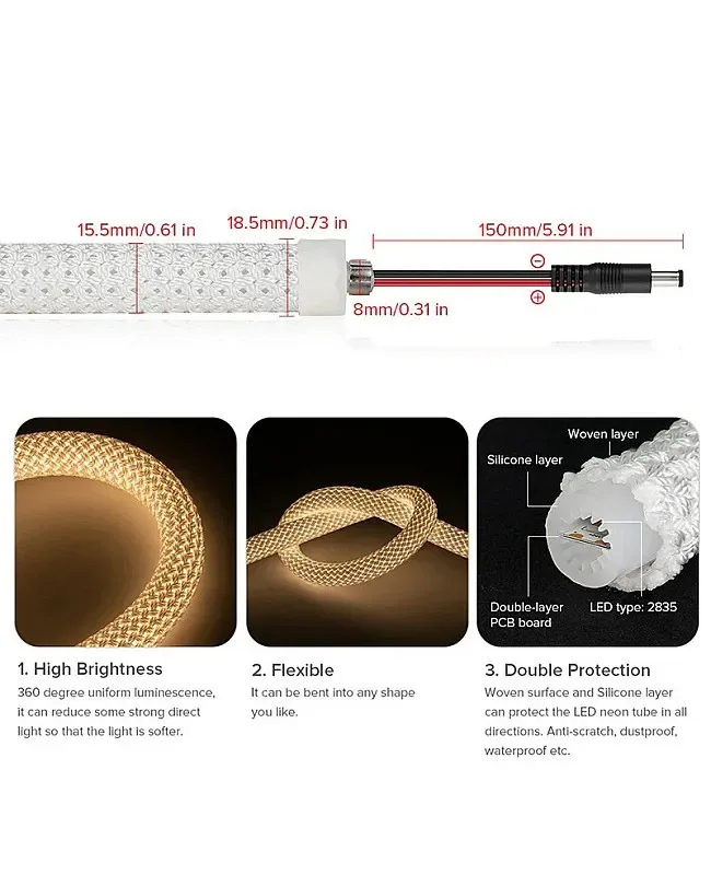 360 Degree Round Waterproof Flex Neon LED Strip Lights detail 04