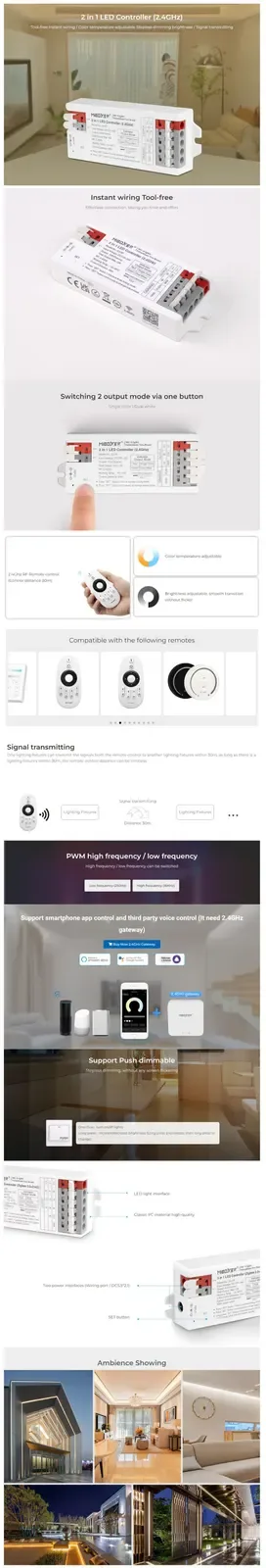 RF 2 In 1 3 Way Dimmer For Single Color/Dual White detail 06