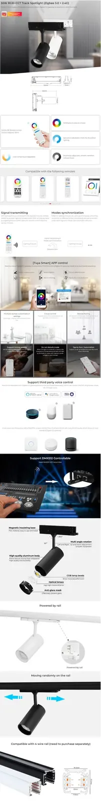 30W Zigbee 3.0+2.4G RGB+CCT Plug In Track Lighting detail 07