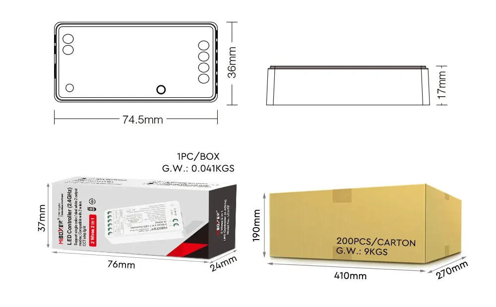 RF LED Strip Light Dimmer For Dual White Lights detail 06