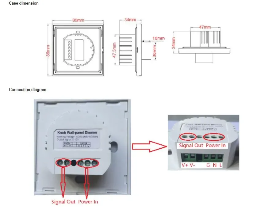 0 10V Knob Wall Panel LED Dimmer detail 06
