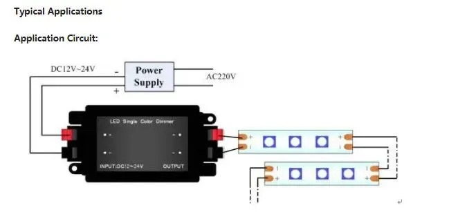 12V 8A 96W Adjustable Brightness LED Single Color Dimmer detail 08