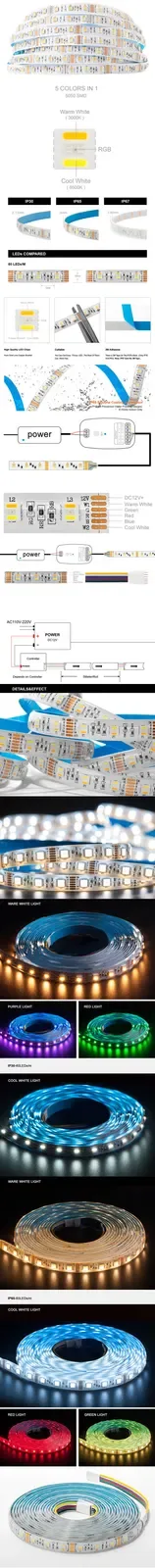 RGB CCT Connecting LED Strip Light Waterproof 16.4FT detail 08