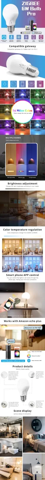 Zigbee 6W RGB CCT LED Bulb Pro detail 08