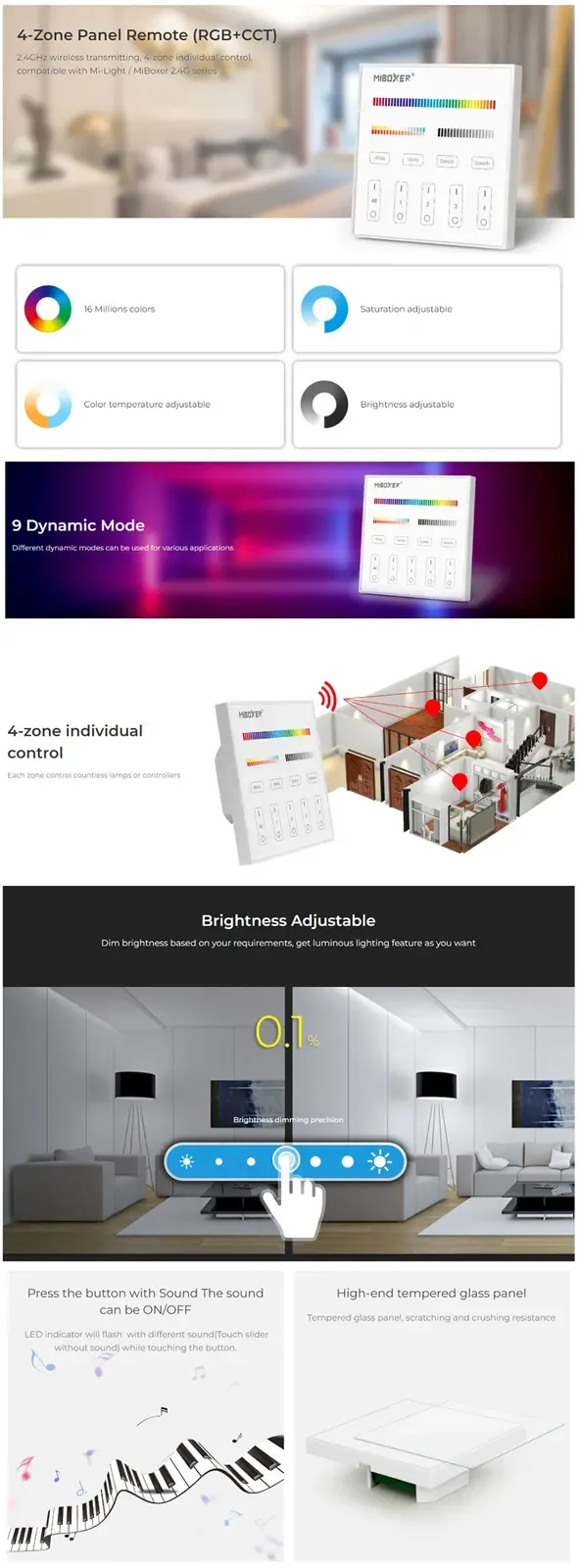 T4 High Voltage 4 Zones RGB CCT LED Remote detail 07