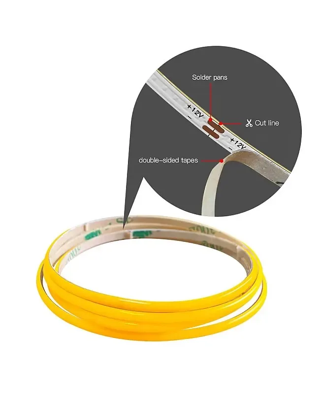 Super Narrow 2.7mm DC12V Flexible COB LED Stripe detail 06