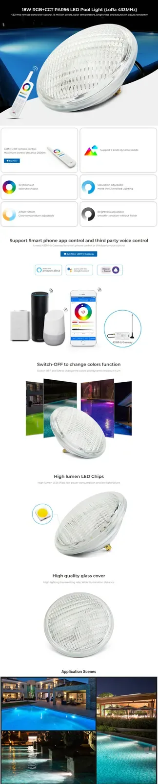 18W RGBWW Low Voltage Inground Pool Light detail 08