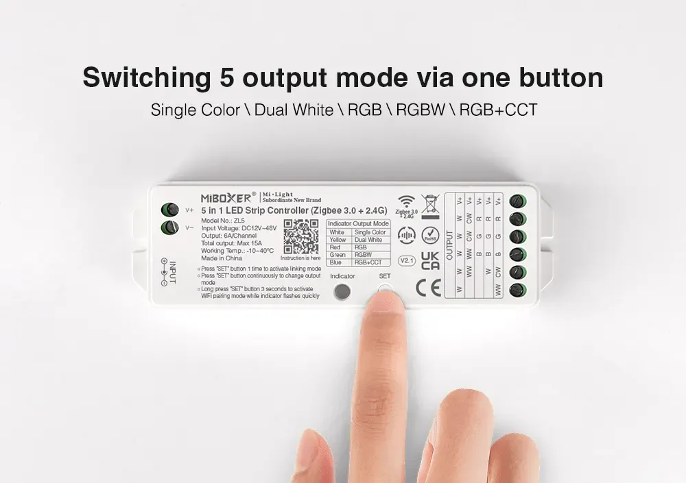 5 In 1 RGBWW Controller Zigbee 3.0+2.4G Wireless detail 09