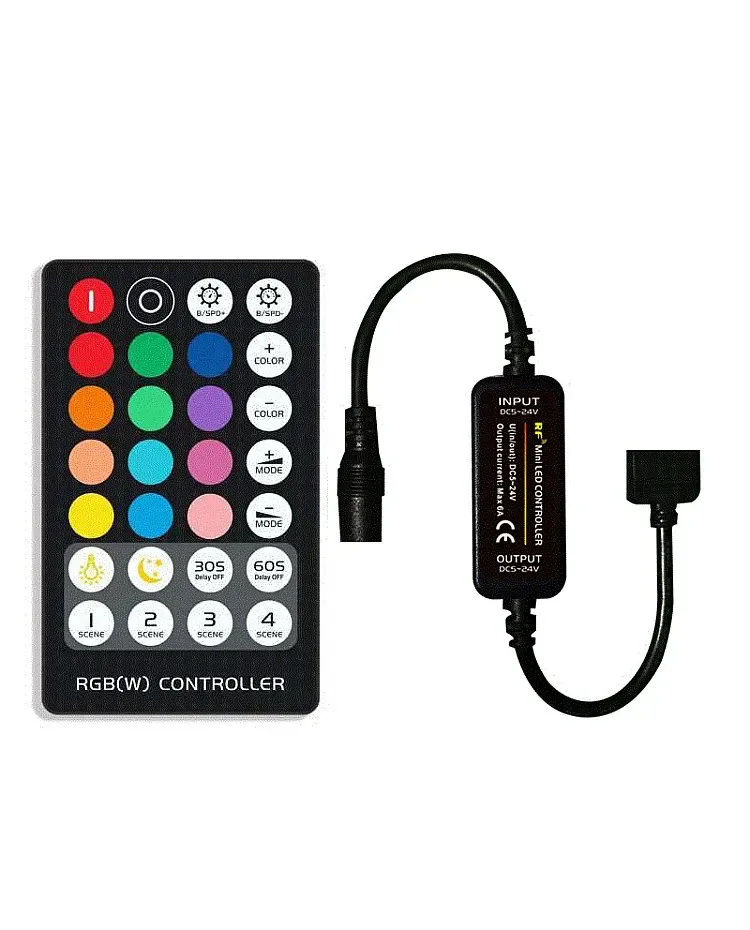 Mini Inline RGB Light Controller With 28 Keys RF Remote / product image