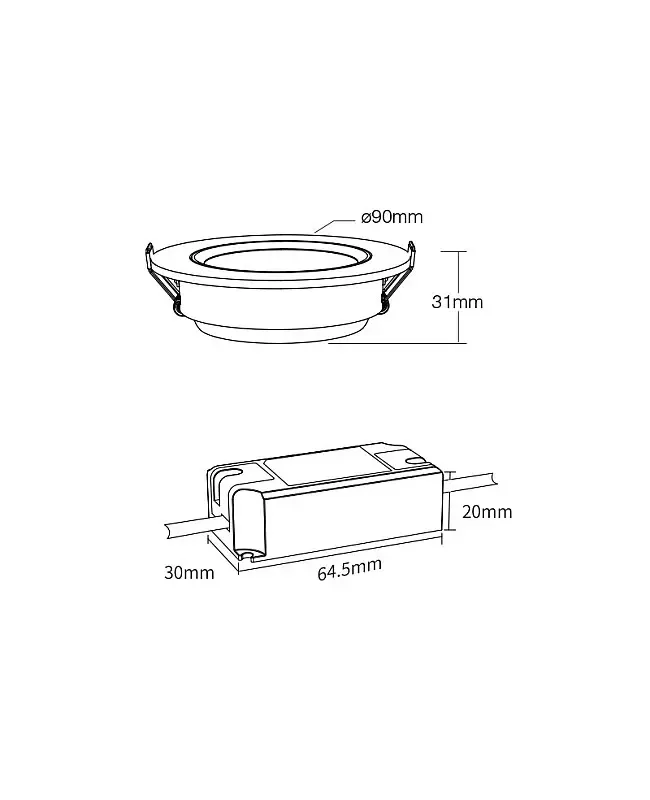 6W/12W Downlight Ceiling None Dimmable Warm White detail 03