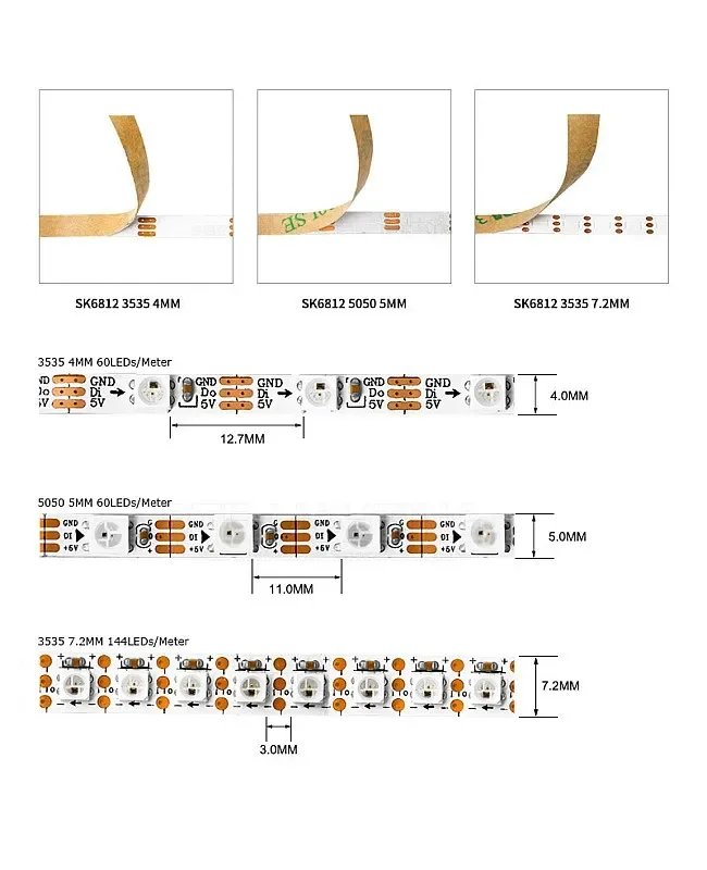4MM 5MM 7MM Full Color SK6812 Mini LED Strips detail 08