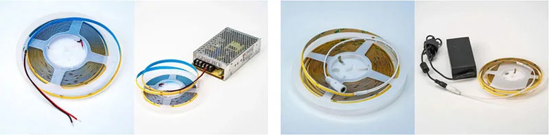 Reference wiring diagram for connecting a cut COB LED strip to a power supply