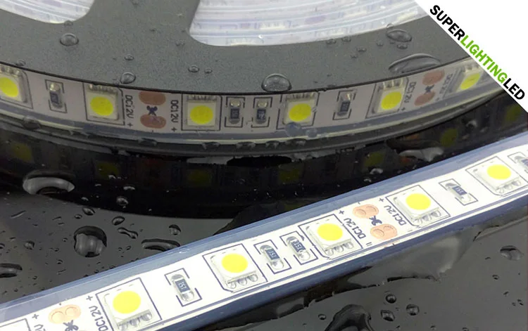 Reference view of an LED strip prepared for an outdoor installation