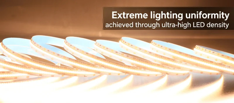 Reference diagram comparing LED strip density and emitter spacing