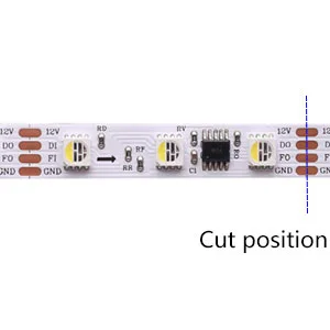 Referenzschnittposition mit Scherensymbol auf einem LED-Streifen