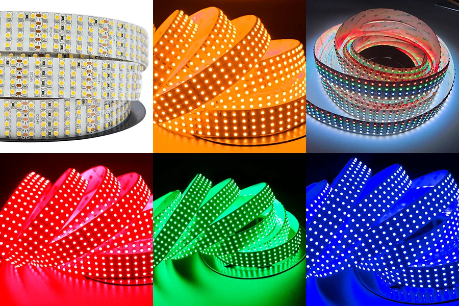 Montierte LED-Streifenprobe in einem Aluminiumprofil