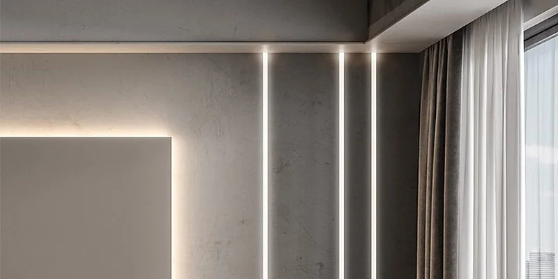 Schema di riferimento che confronta l’illuminazione LED diretta e indiretta di una parete