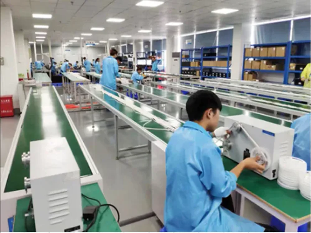 Close view of LED lighting assembly work