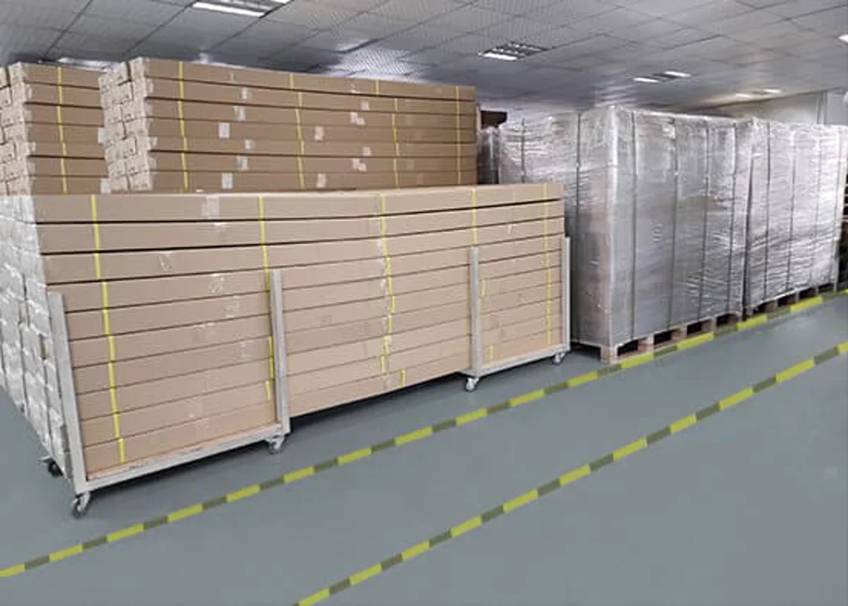 Packaged LED lighting ready for dispatch