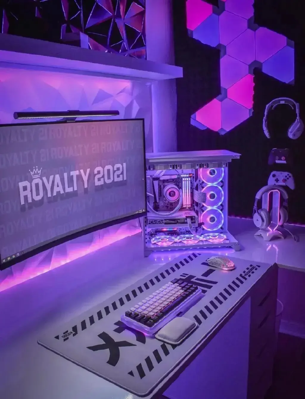 Display wall and gaming equipment accented with colorful light